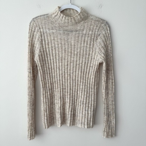 NWT Madewell Alpaca-Blend Mockneck Sweater Heather Stone - Picture 2 of 8